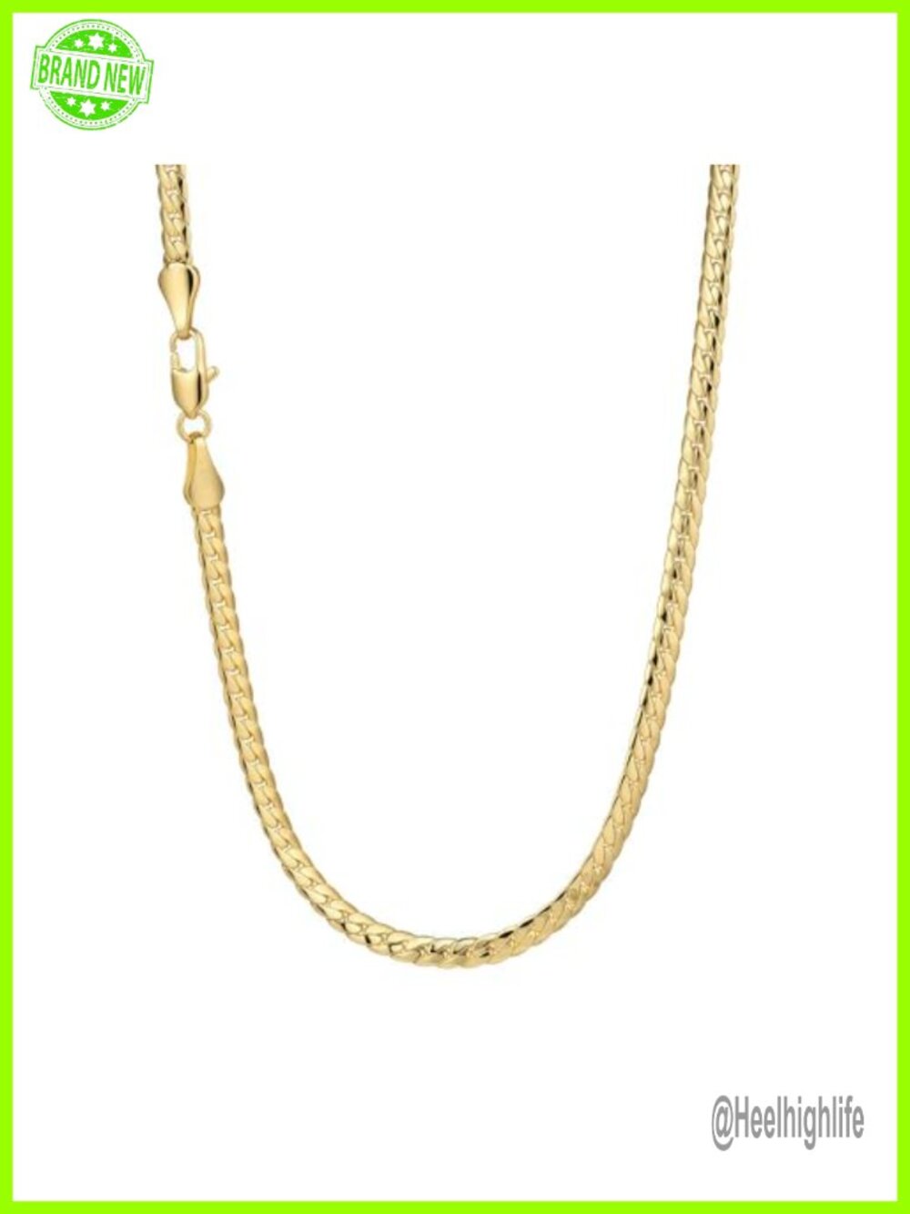 14K Gold Chain Necklace Herringbone Curb Choker 3MM Women Men